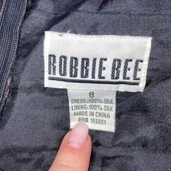 ⭐️ Robbie bee black silk dress with pink polka dots in size 8 - Picture 5 of 5